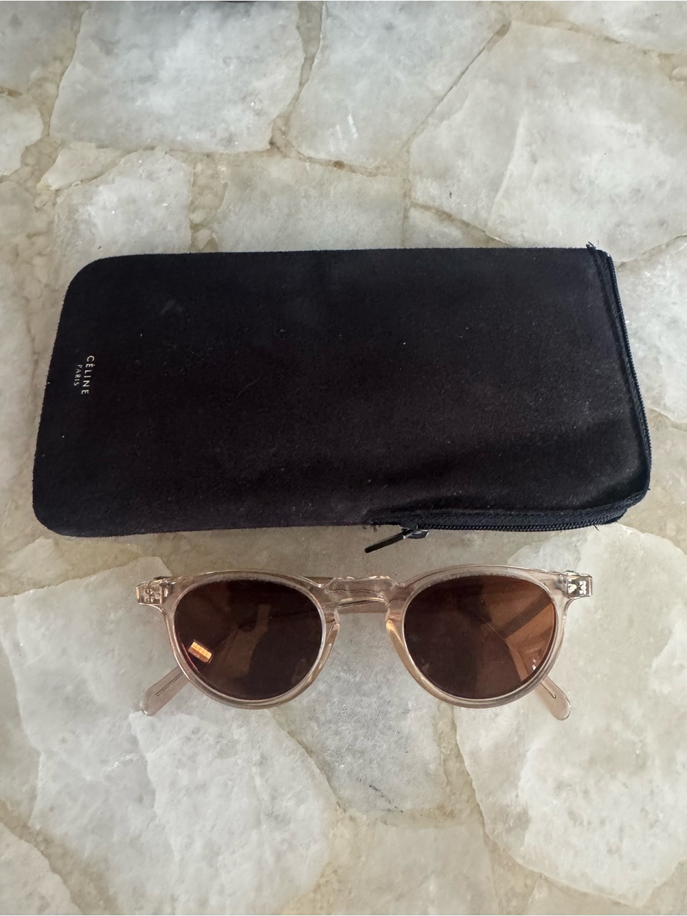 Celine Transparent Beige Frame Brown Lens Sunglasses